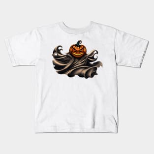 Vintage cloaked halloween pumpkin Kids T-Shirt